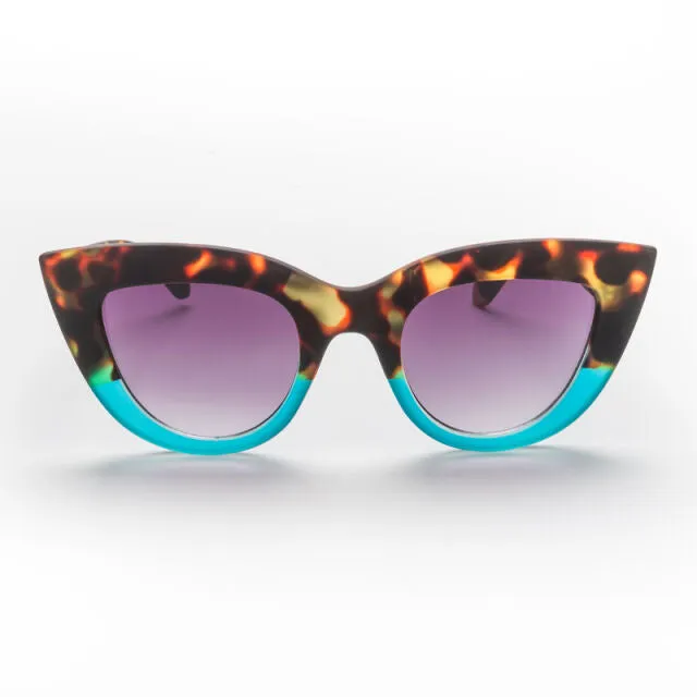 CLAUDIA CAT EYE SUNGLASSES - Havana Blue