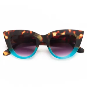 CLAUDIA CAT EYE SUNGLASSES - Havana Blue