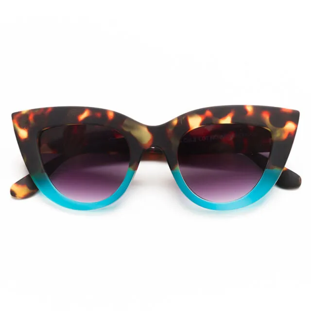 CLAUDIA CAT EYE SUNGLASSES - Havana Blue