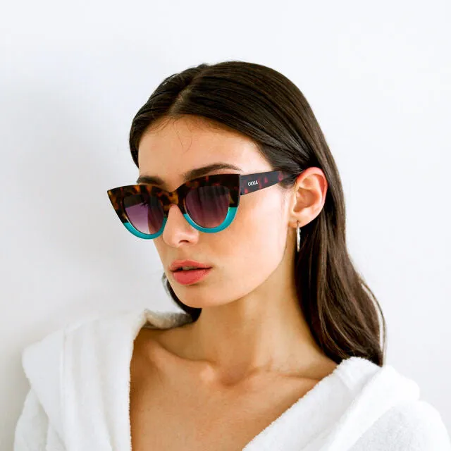 CLAUDIA CAT EYE SUNGLASSES - Havana Blue