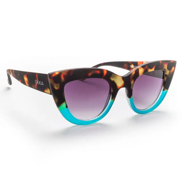 CLAUDIA CAT EYE SUNGLASSES - Havana Blue