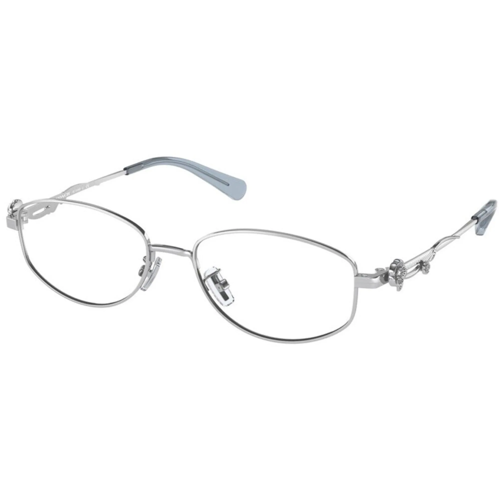 Coach Women's Eyeglasses - Shiny Silver Metal Oval Frame Demo Lens | 0HC5145B 9001