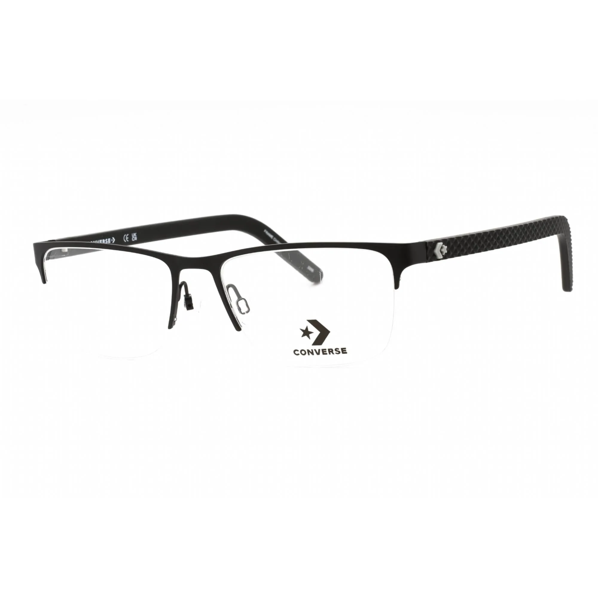 Converse Men's Eyeglasses - Matte Black Metal Rectangular Half Rim Frame | CV3016 001