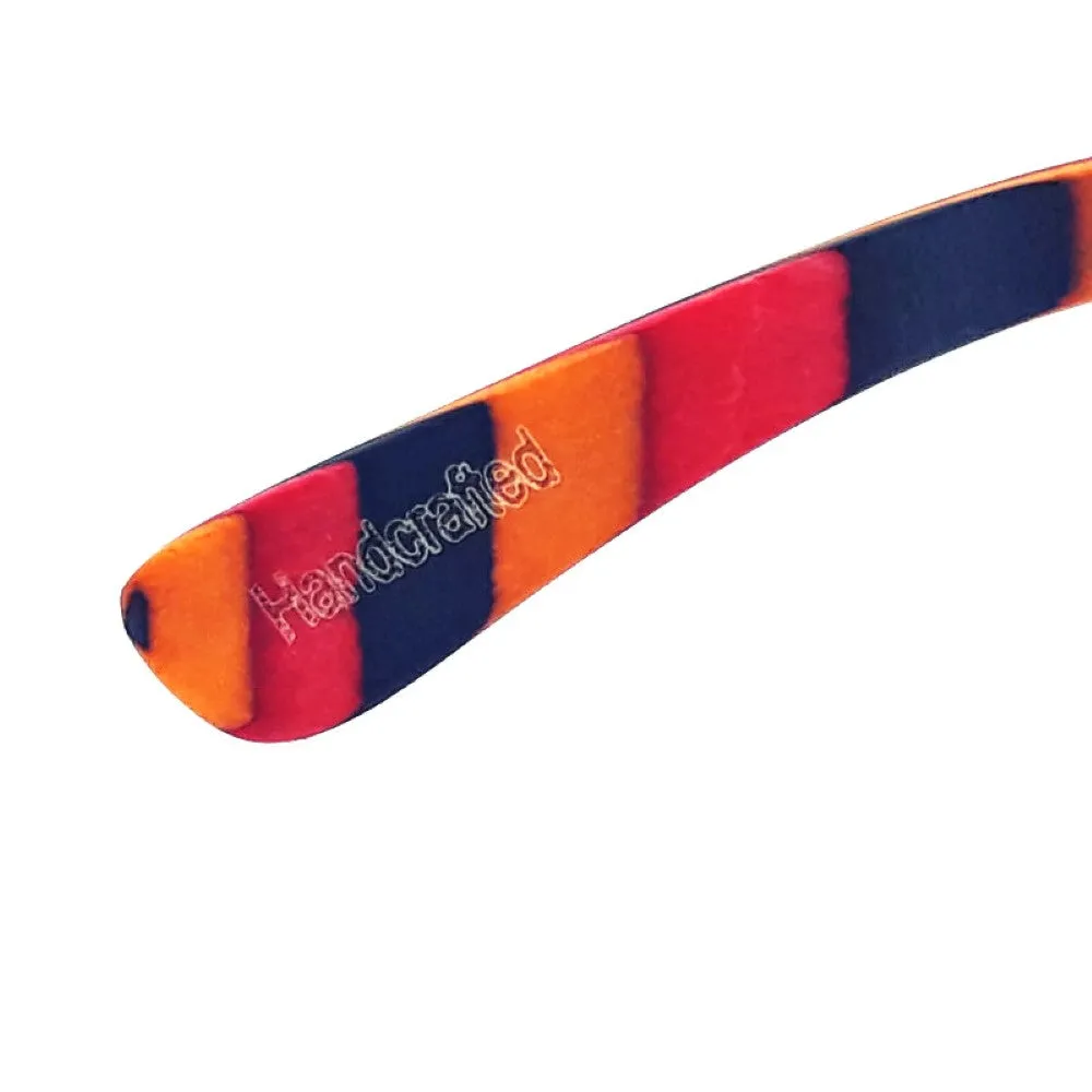 Coral Multi-Colored Skateboard Wood Sunglasses With Case, Gradient Lenses