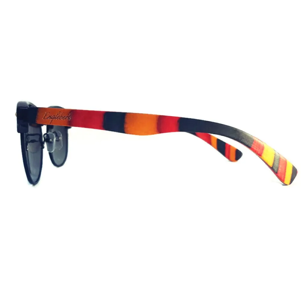 Coral Multi-Colored Skateboard Wood Sunglasses With Case, Gradient Lenses