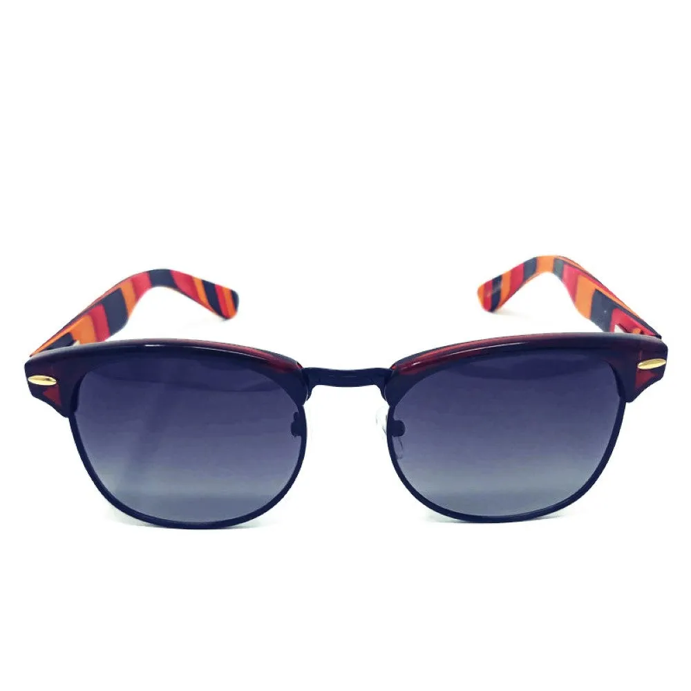 Coral Multi-Colored Skateboard Wood Sunglasses With Case, Gradient Lenses