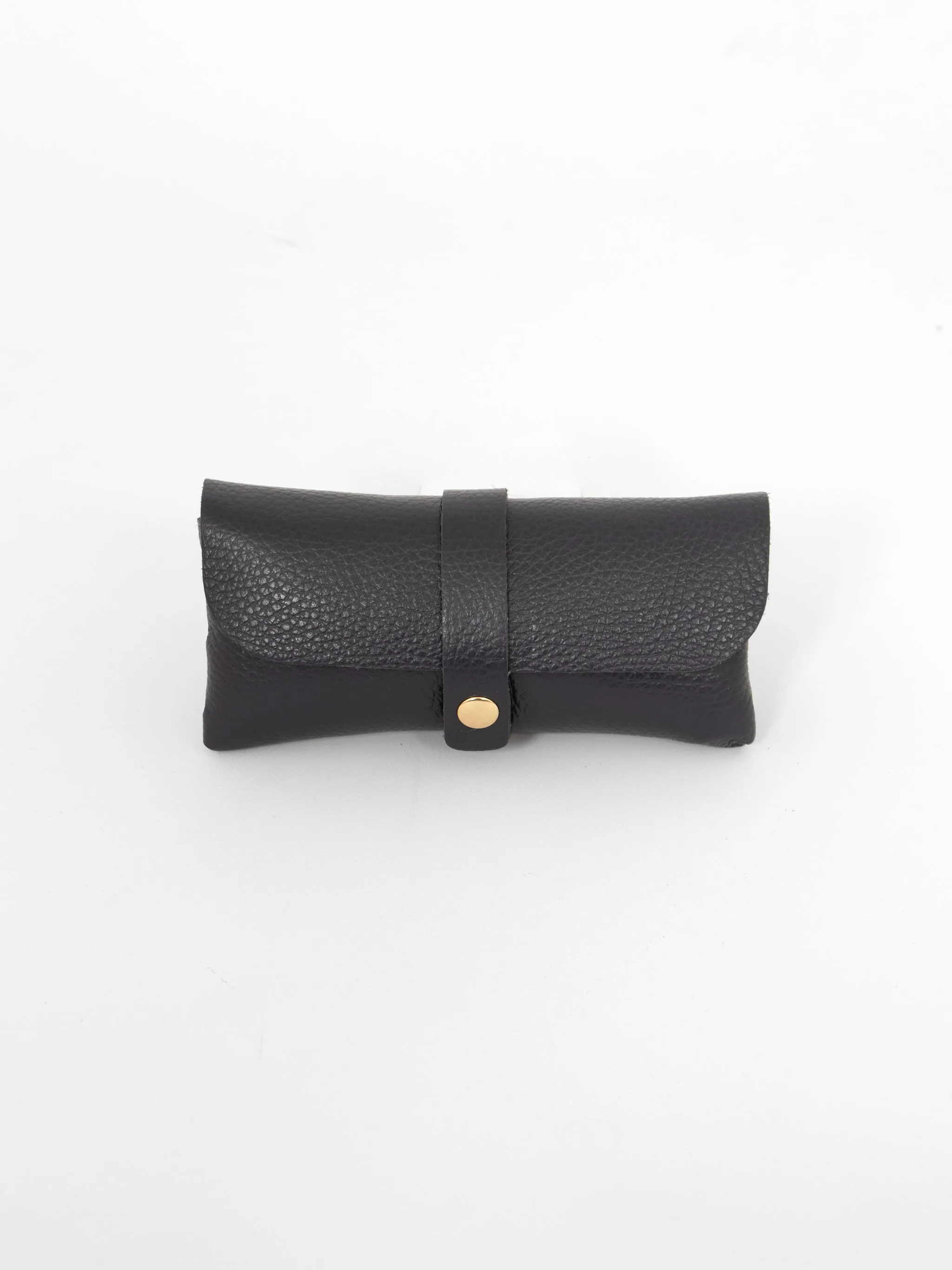 Cosima Italian Leather Sunglasses Case - Navy Blue, Pebbled
