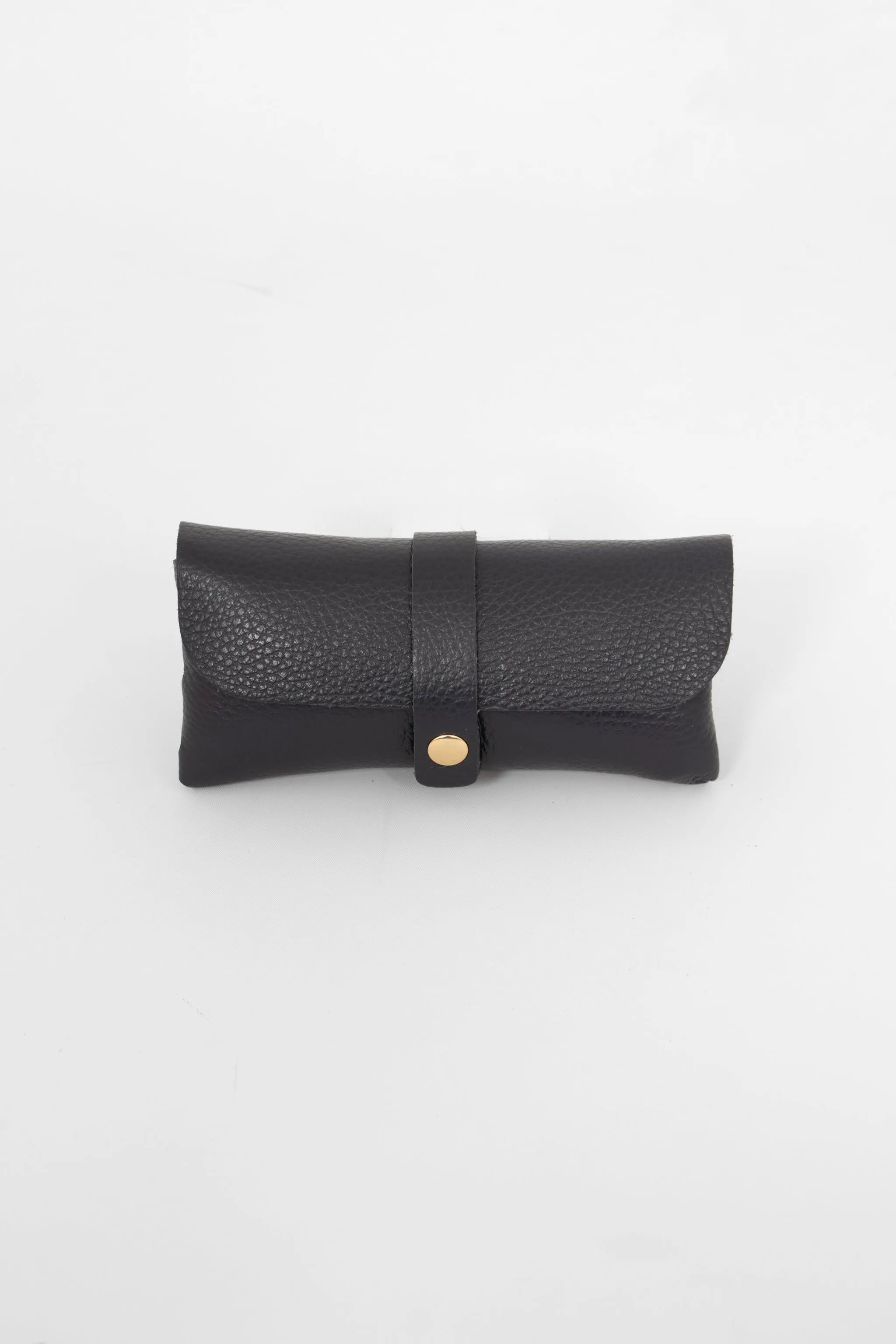 Cosima Italian Leather Sunglasses Case - Navy Blue, Pebbled