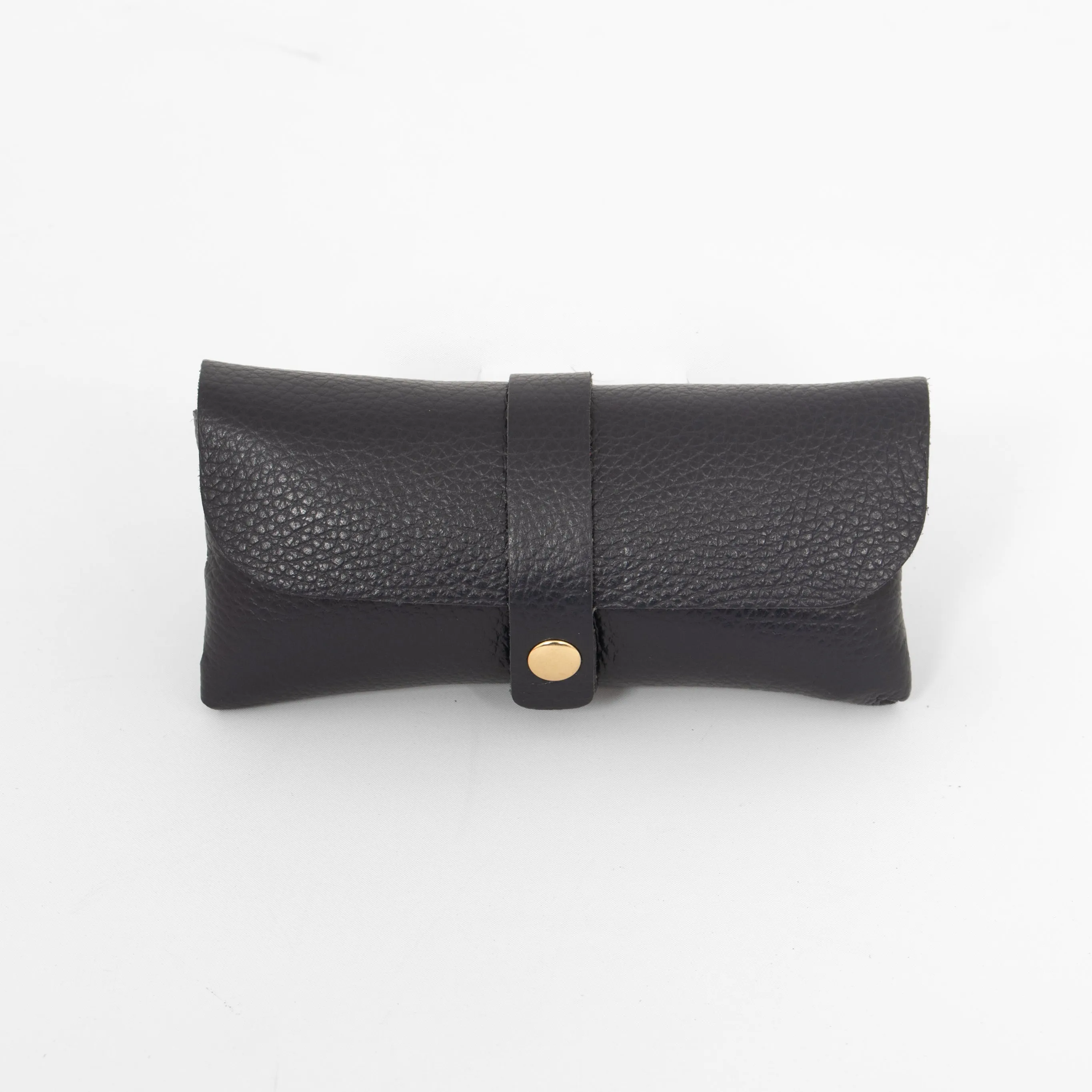 Cosima Italian Leather Sunglasses Case - Navy Blue, Pebbled