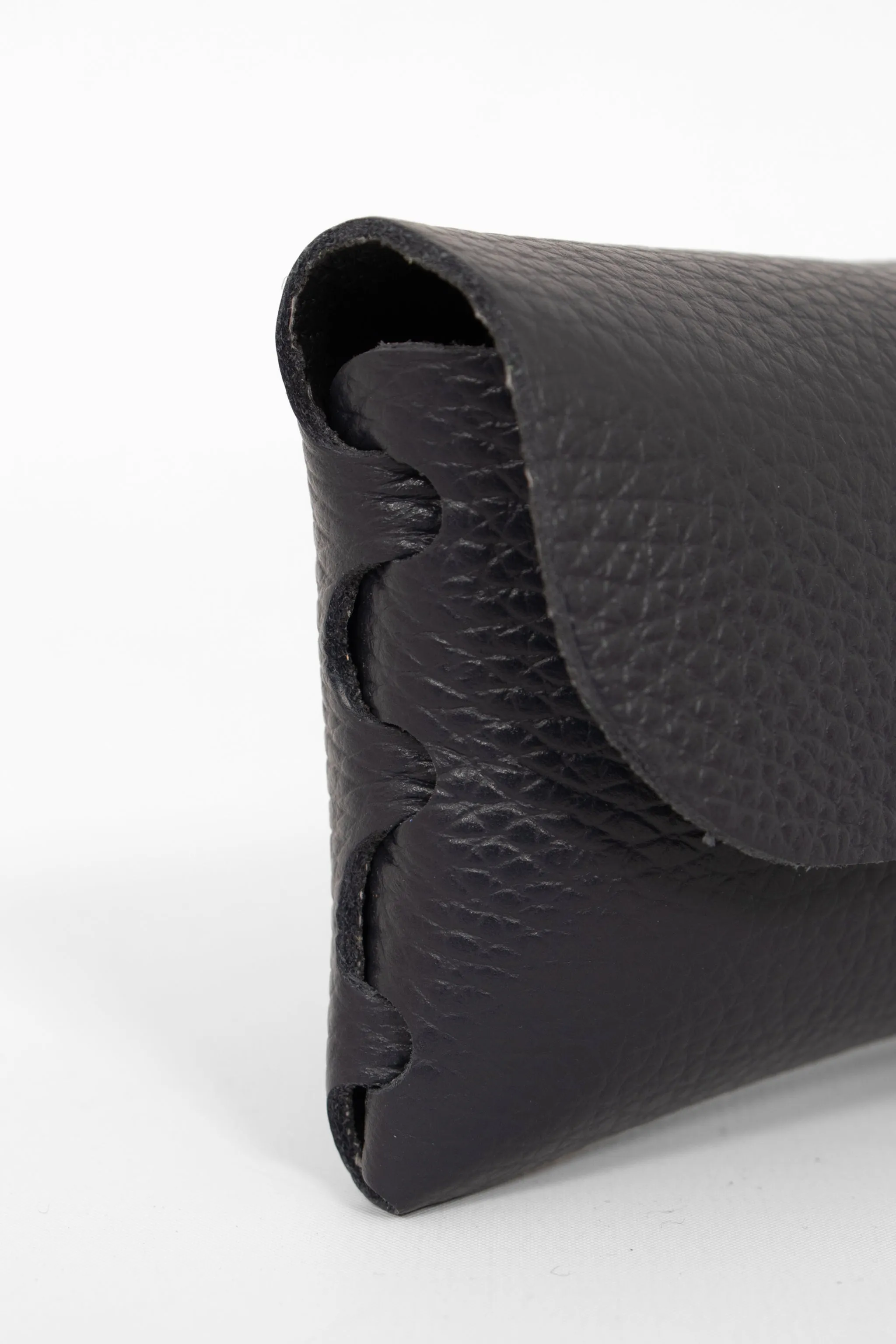 Cosima Italian Leather Sunglasses Case - Navy Blue, Pebbled