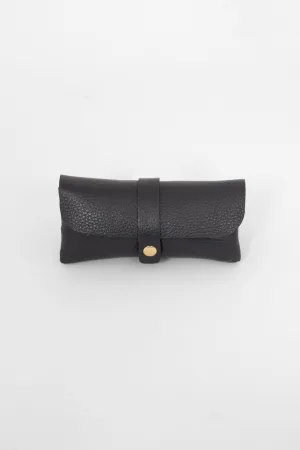 Cosima Italian Leather Sunglasses Case - Navy Blue, Pebbled