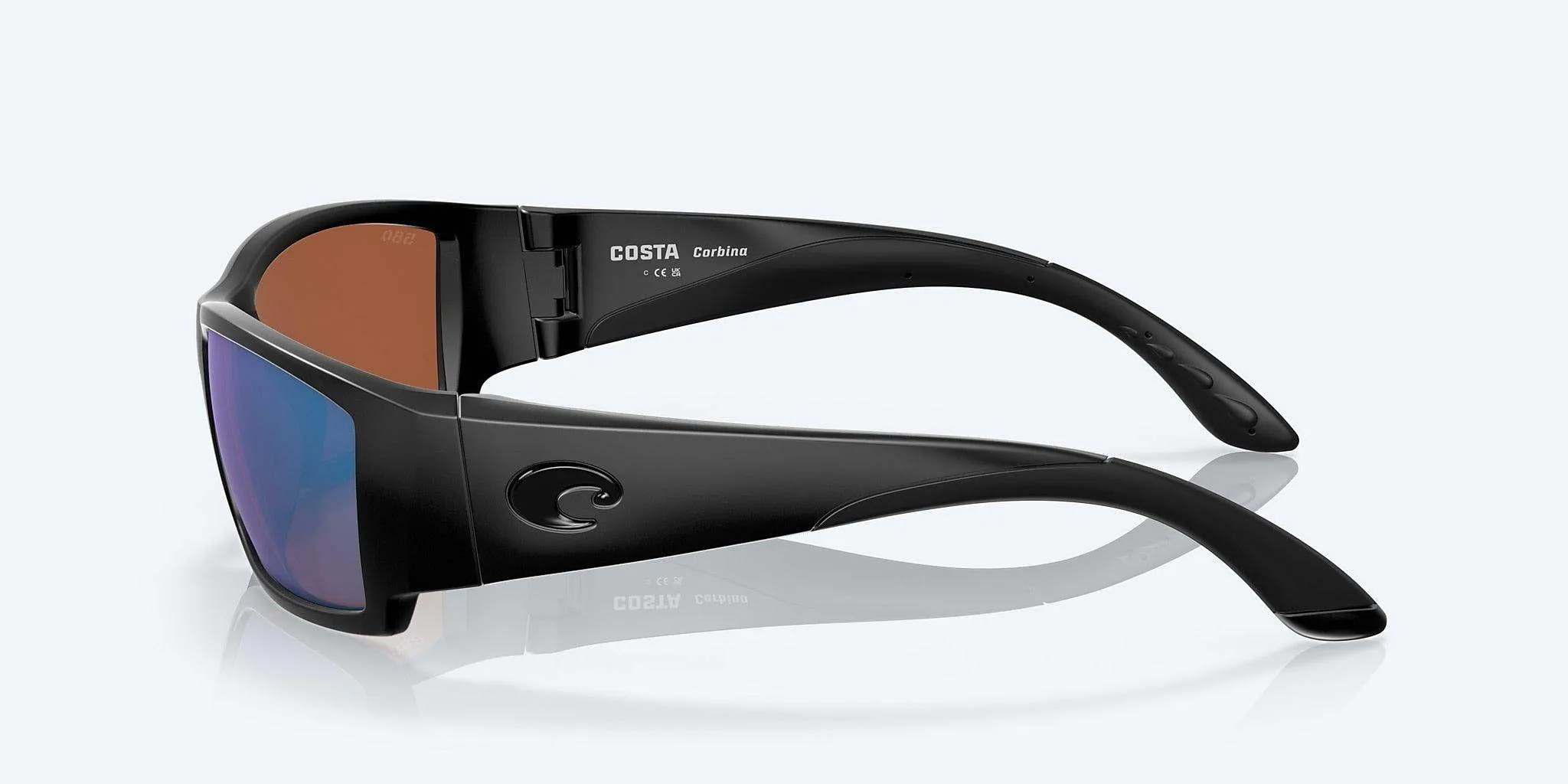Costa Corbina Blackout Frame Sunglasses – Green Mirror 580G Lenses for Enhanced Vision and UV Protection