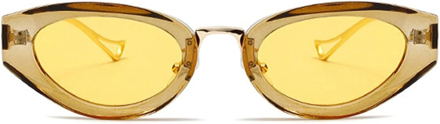 COTIA Cat Eye Sunglasses for Women Men Vintage Oval Metal Frame Retro Small Unique Personality Cool Sun Glasses Eyewear