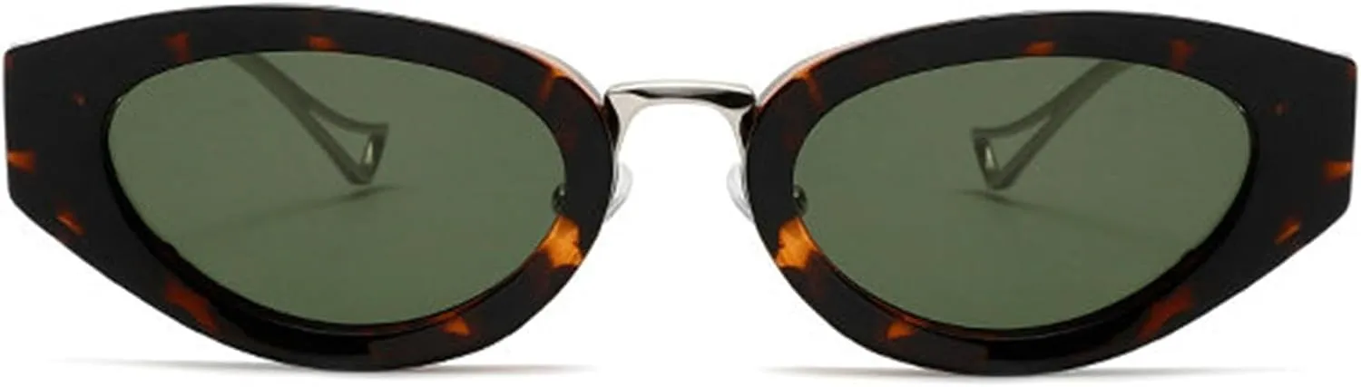 COTIA Cat Eye Sunglasses for Women Men Vintage Oval Metal Frame Retro Small Unique Personality Cool Sun Glasses Eyewear