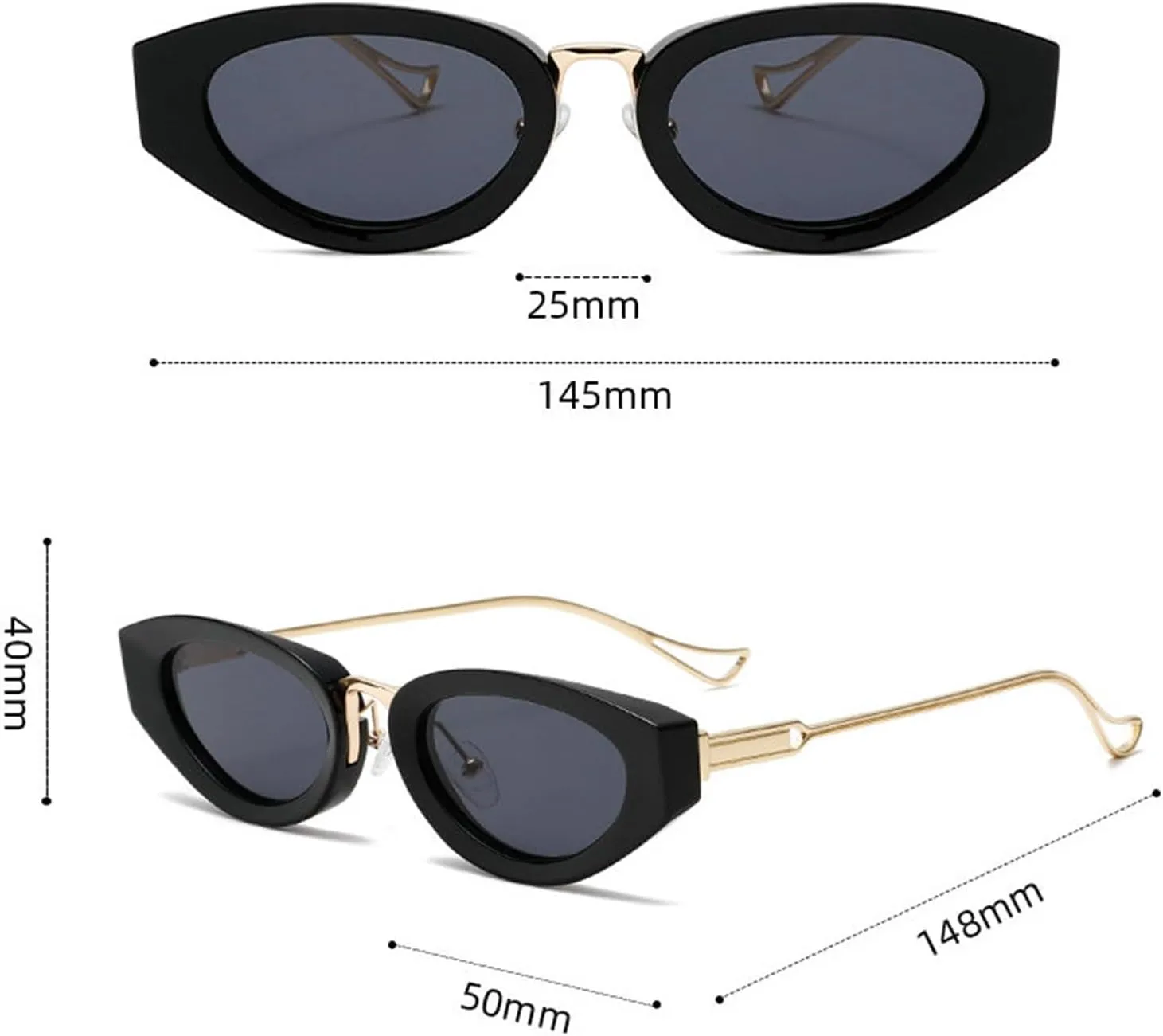 COTIA Cat Eye Sunglasses for Women Men Vintage Oval Metal Frame Retro Small Unique Personality Cool Sun Glasses Eyewear
