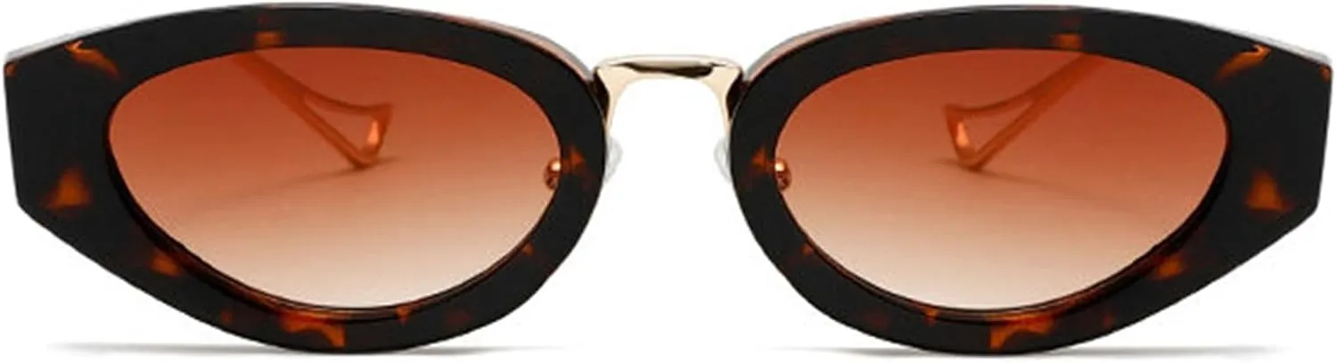 COTIA Cat Eye Sunglasses for Women Men Vintage Oval Metal Frame Retro Small Unique Personality Cool Sun Glasses Eyewear