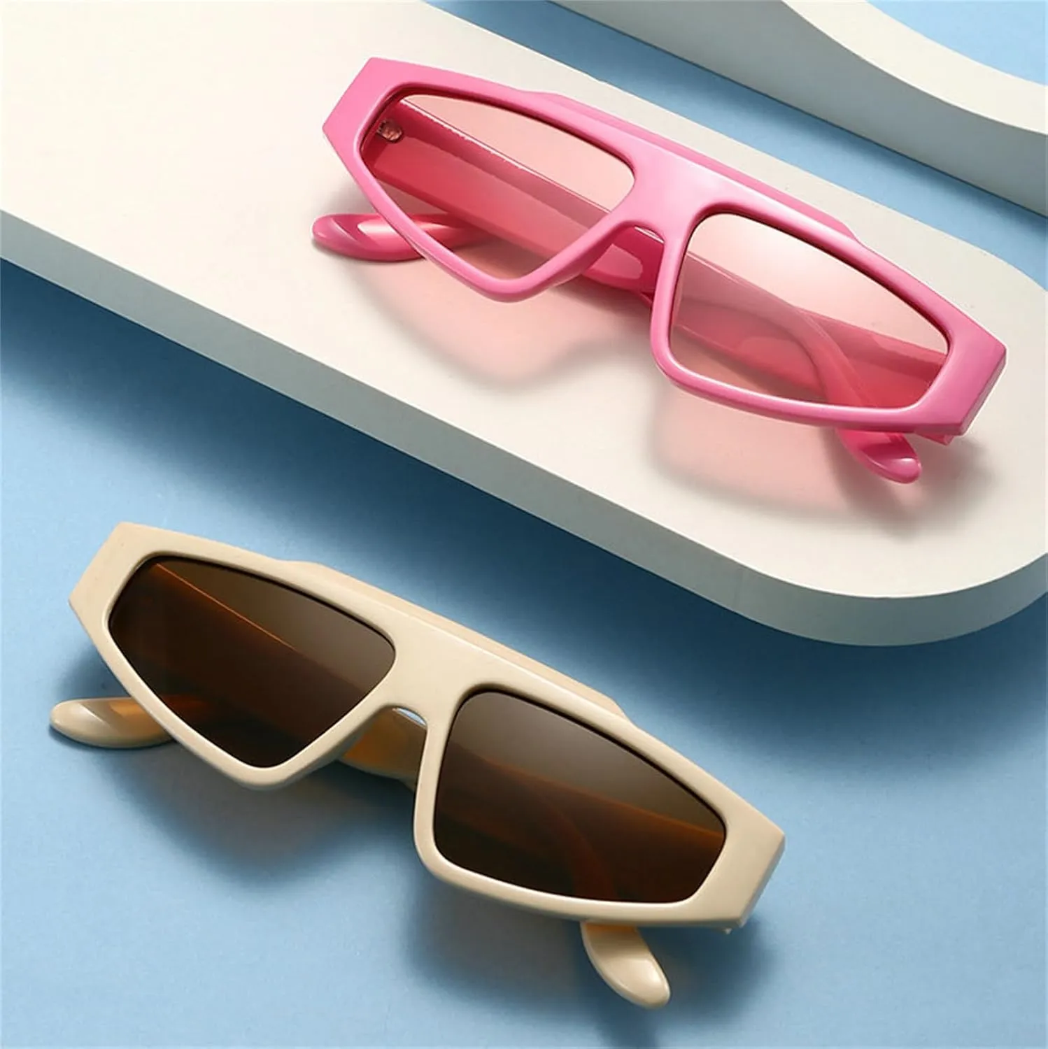 COTIA Cat Eye Vintage Punk Sunglasses for Women Men Fashion Irregular Triangle Personality Hip Hop Sun Glasses