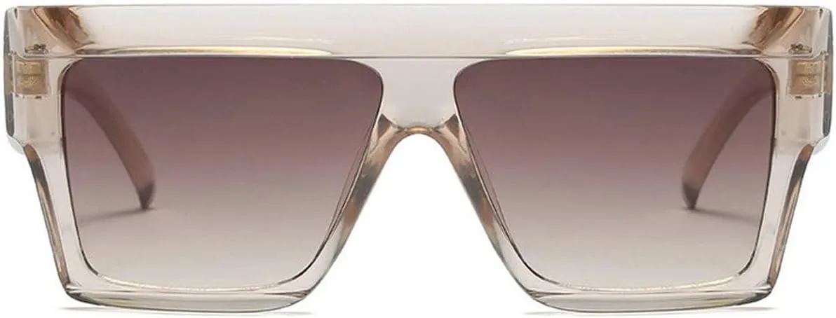 COTIA Oversized Flat Top Sunglasses Women Men Square Pilot Rimless Shades