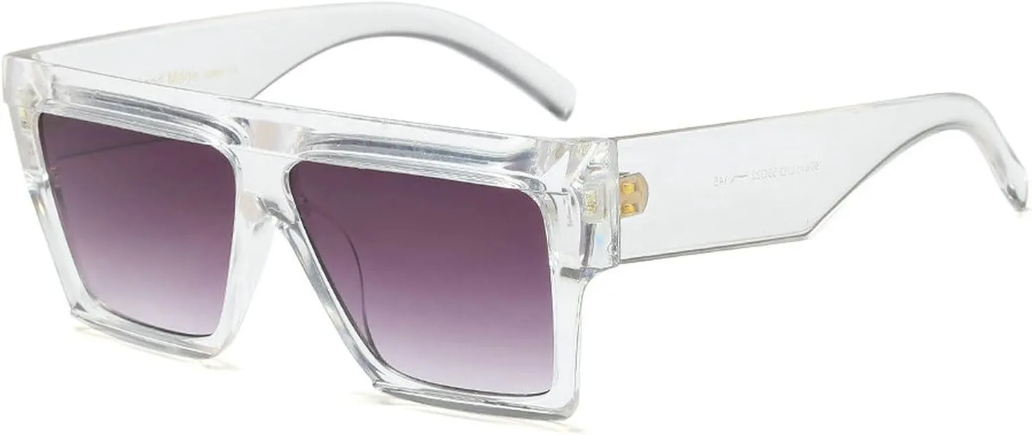 COTIA Oversized Flat Top Sunglasses Women Men Square Pilot Rimless Shades