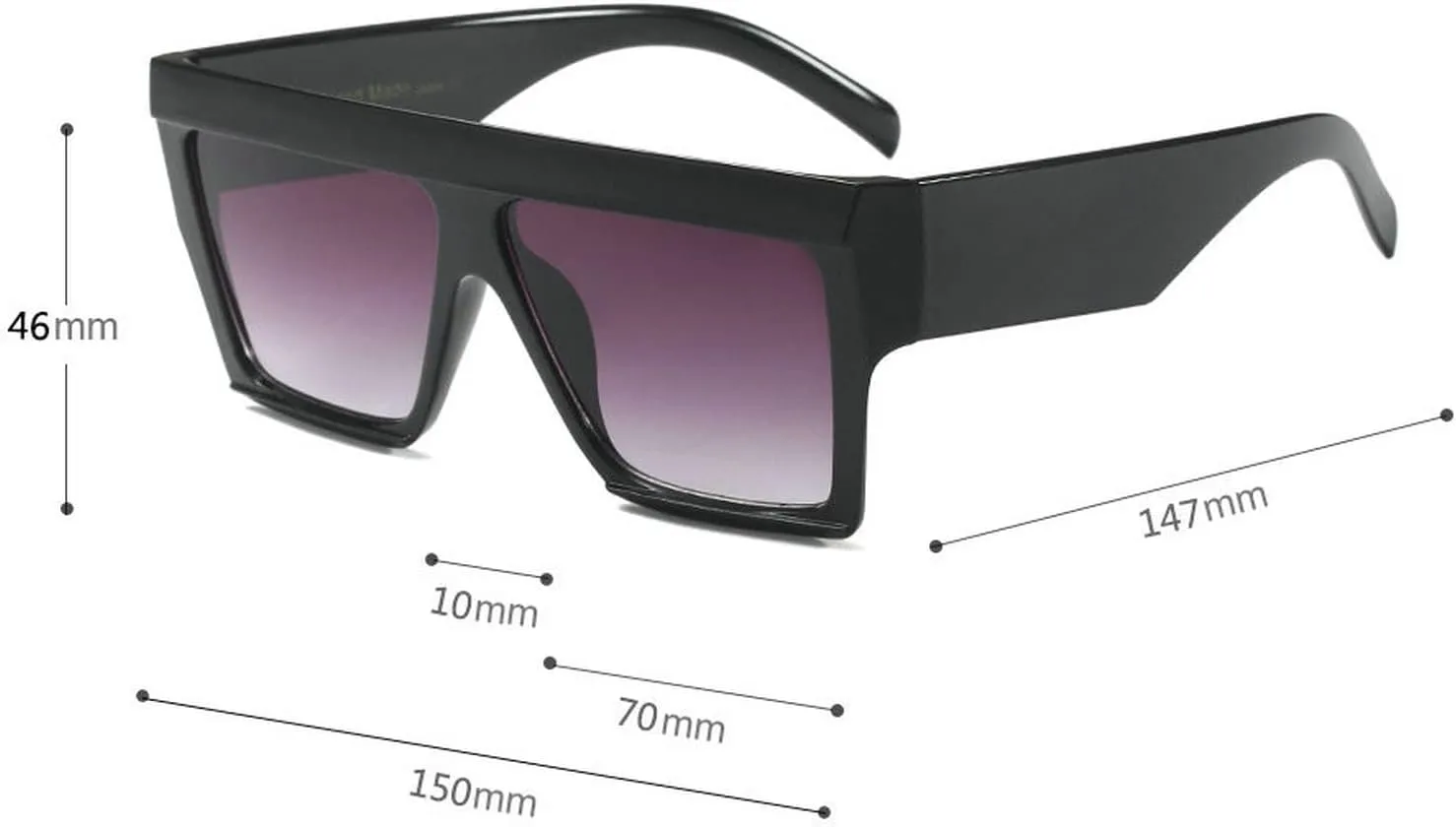 COTIA Oversized Flat Top Sunglasses Women Men Square Pilot Rimless Shades