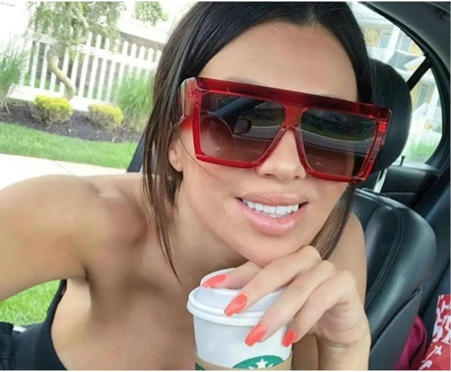 COTIA Oversized Flat Top Sunglasses Women Men Square Pilot Rimless Shades