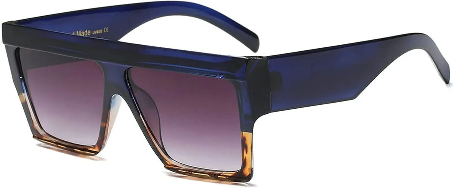 COTIA Oversized Flat Top Sunglasses Women Men Square Pilot Rimless Shades