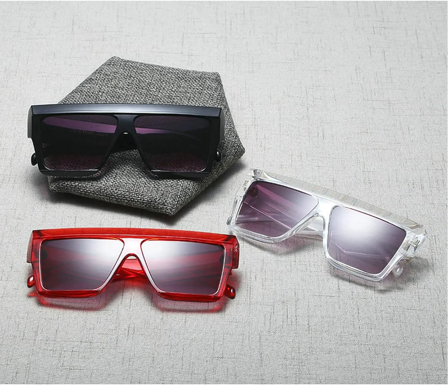 COTIA Oversized Flat Top Sunglasses Women Men Square Pilot Rimless Shades