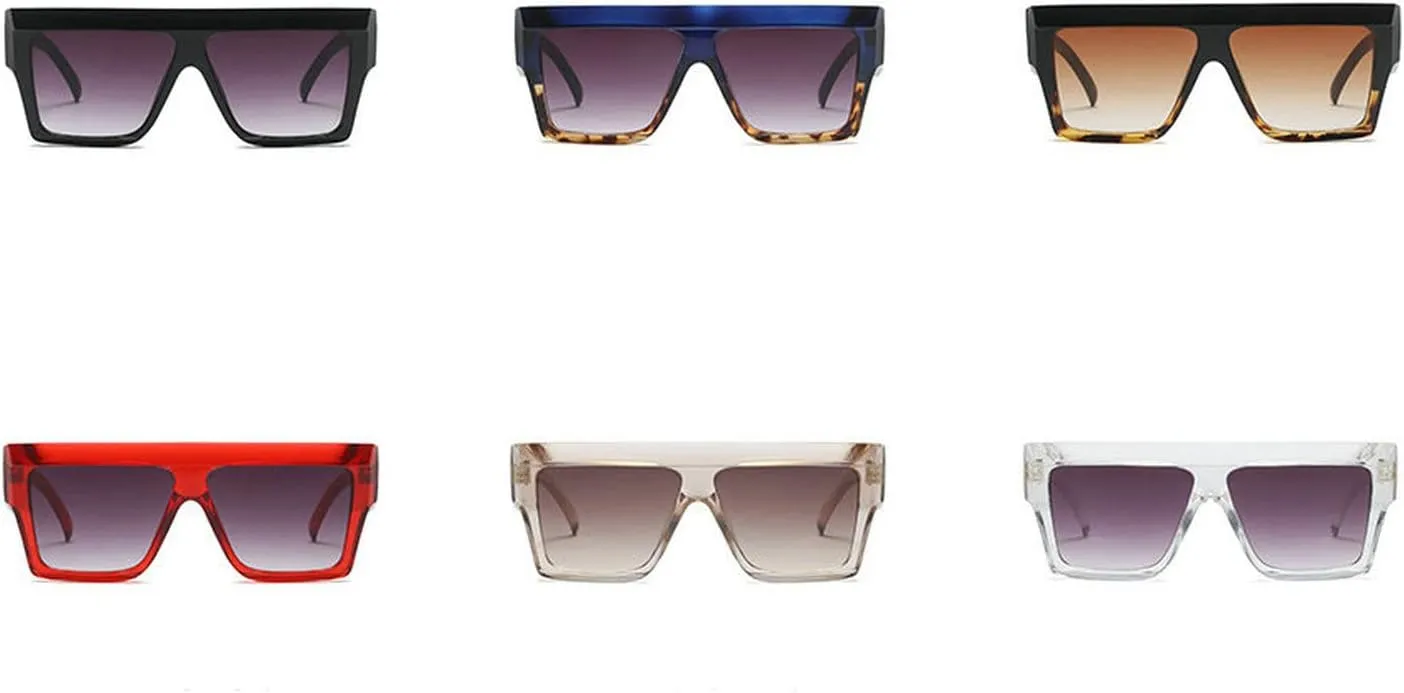 COTIA Oversized Flat Top Sunglasses Women Men Square Pilot Rimless Shades