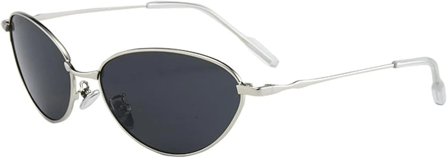 COTIA Retro Small Cat Eye Sunglasses for Women Men Vintage Oval Metal Frame Unique Personality Cool Sun Glasses Eyewear