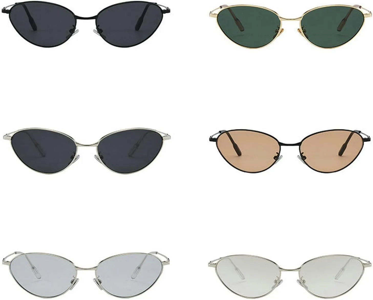 COTIA Retro Small Cat Eye Sunglasses for Women Men Vintage Oval Metal Frame Unique Personality Cool Sun Glasses Eyewear