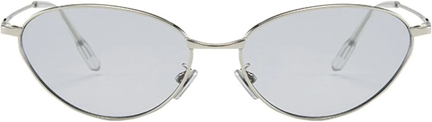 COTIA Retro Small Cat Eye Sunglasses for Women Men Vintage Oval Metal Frame Unique Personality Cool Sun Glasses Eyewear