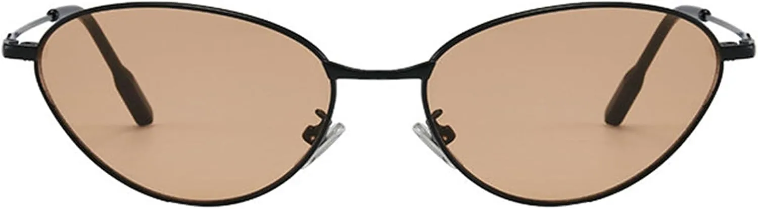 COTIA Retro Small Cat Eye Sunglasses for Women Men Vintage Oval Metal Frame Unique Personality Cool Sun Glasses Eyewear