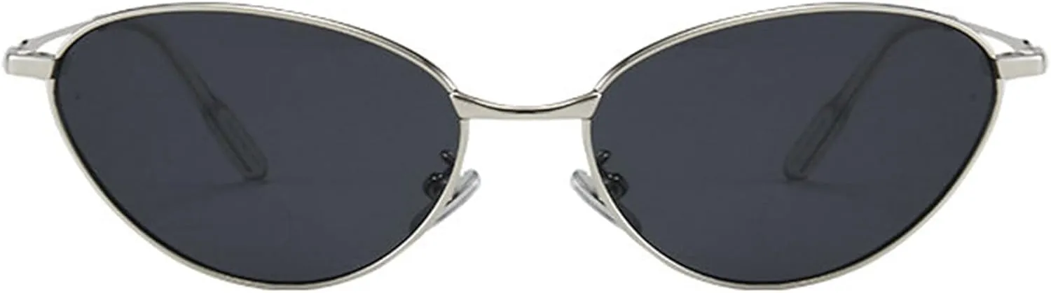 COTIA Retro Small Cat Eye Sunglasses for Women Men Vintage Oval Metal Frame Unique Personality Cool Sun Glasses Eyewear