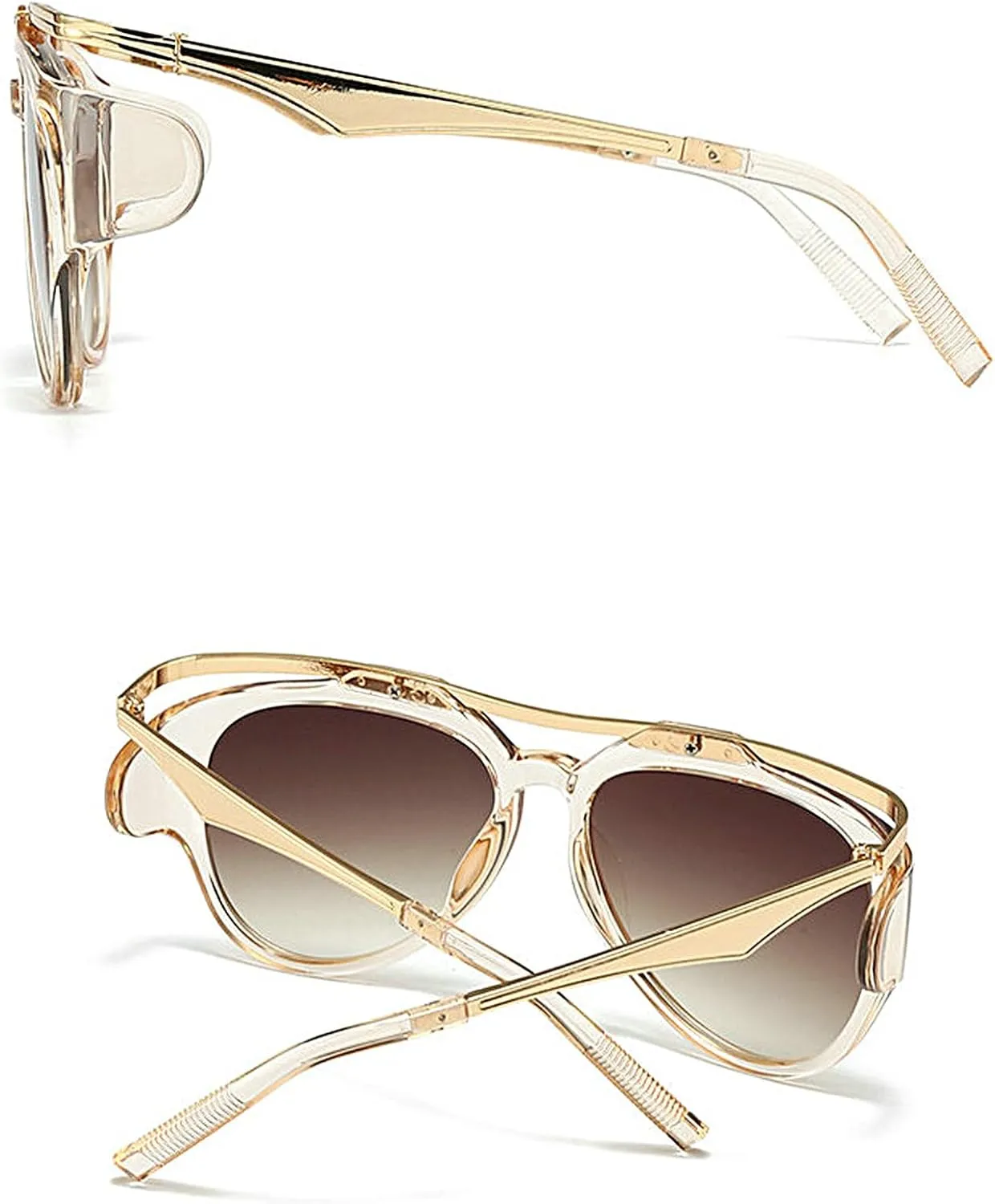 COTIA Y2K Punk Oversized Cat Eye Oval Sunglasses Women Men Vintage Metal Frame Unique Irregular Sun Glasses