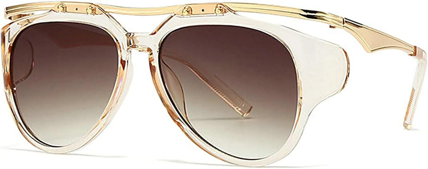 COTIA Y2K Punk Oversized Cat Eye Oval Sunglasses Women Men Vintage Metal Frame Unique Irregular Sun Glasses