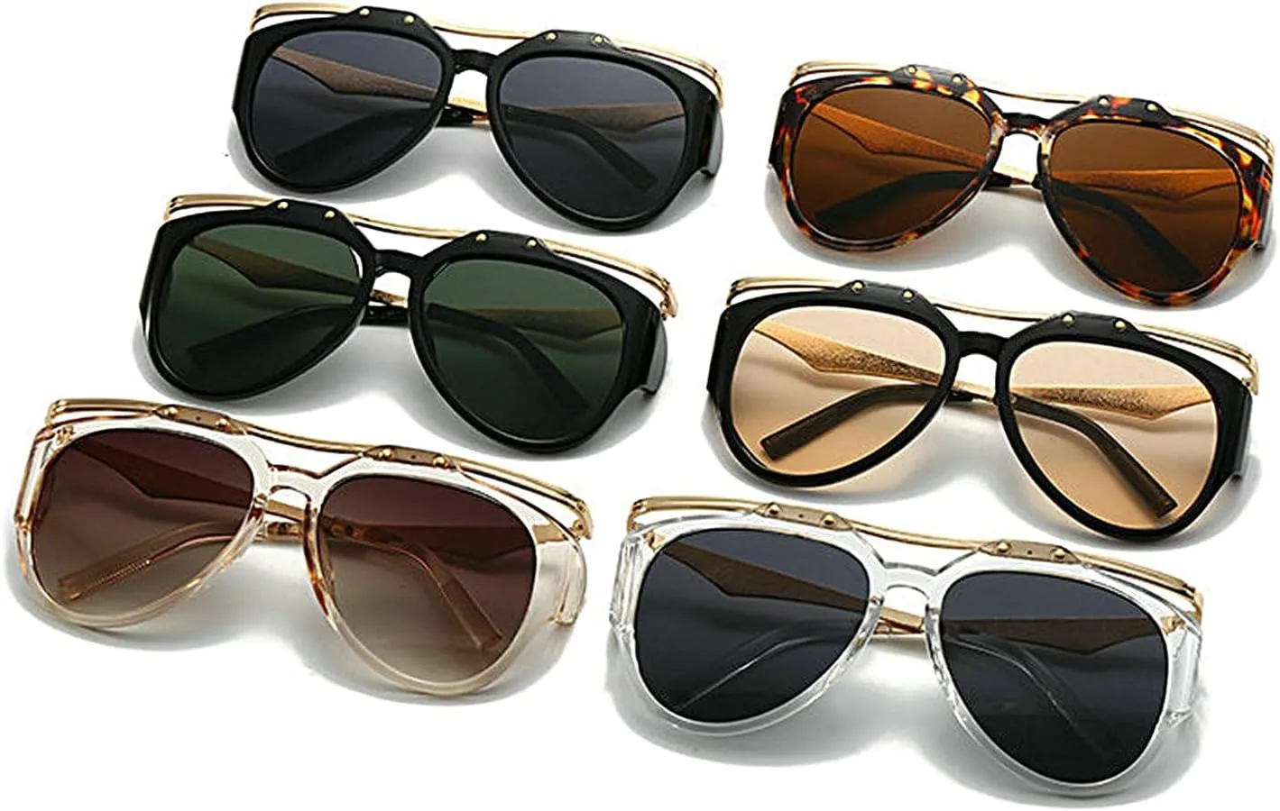 COTIA Y2K Punk Oversized Cat Eye Oval Sunglasses Women Men Vintage Metal Frame Unique Irregular Sun Glasses