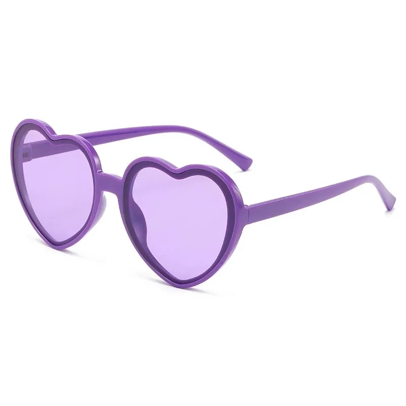 Cute Sweet Simple Style Heart Shape Pc Wayfarer Full Frame Women's Sunglasses