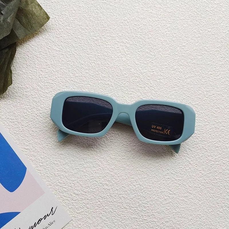 Cute Vacation Sweet Color Block Resin Square Full Frame Kids Sunglasses