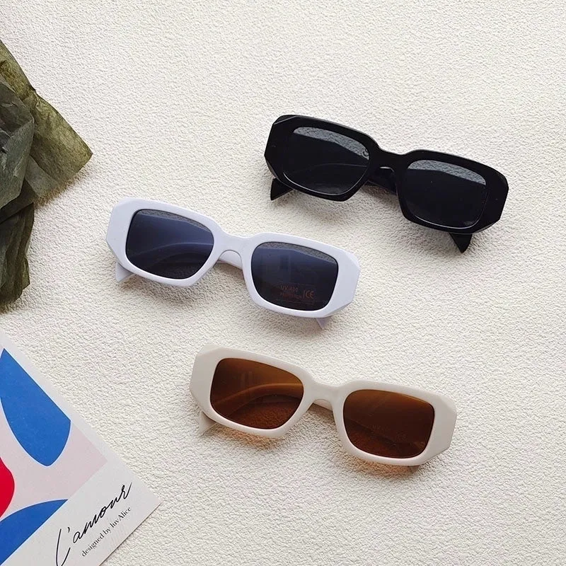 Cute Vacation Sweet Color Block Resin Square Full Frame Kids Sunglasses