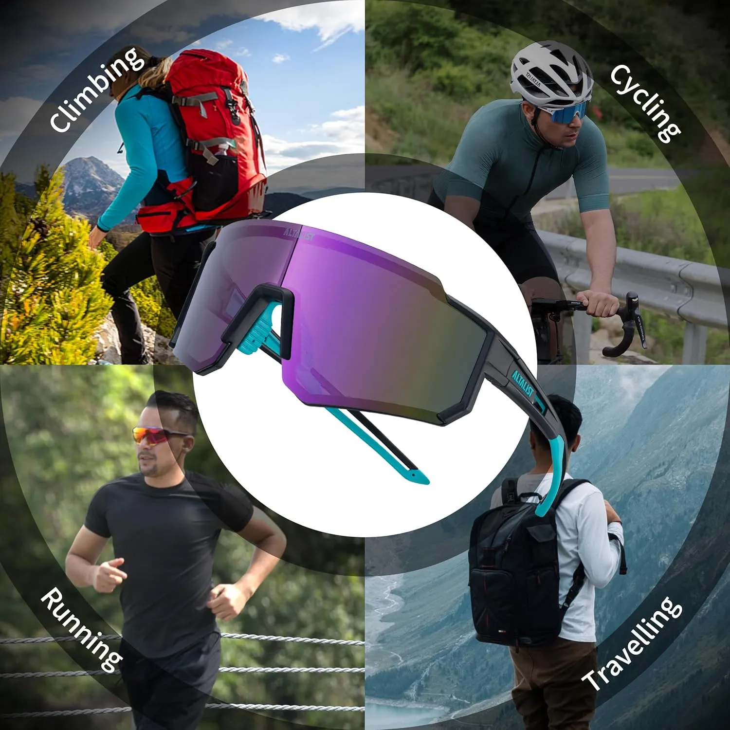 Cycling Glasses, UV400 Protection Sports Sunglasses Eyewear Baseball Running Fishing for Men Women Youth