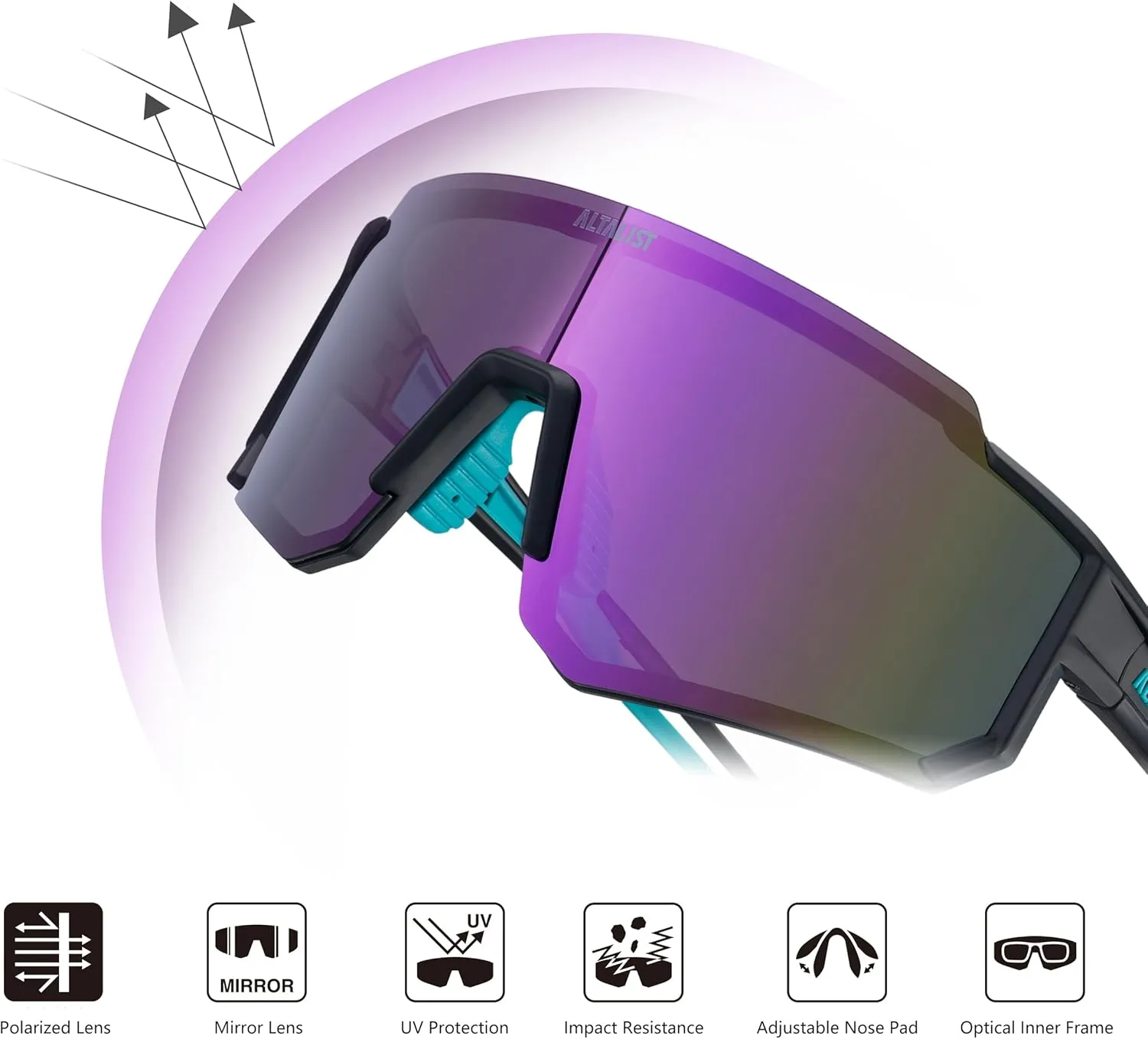 Cycling Glasses, UV400 Protection Sports Sunglasses Eyewear Baseball Running Fishing for Men Women Youth
