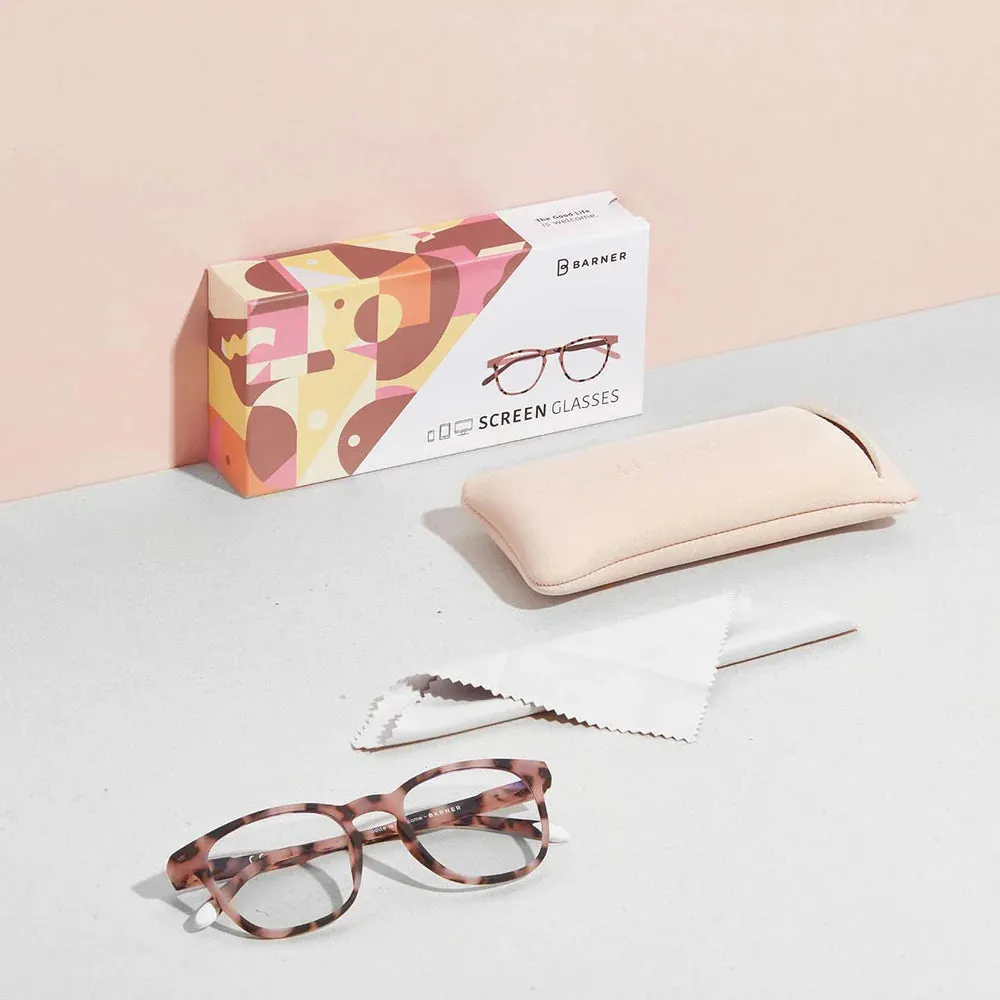 Dalston Blue Light Reading Glasses in Pink Tortoise