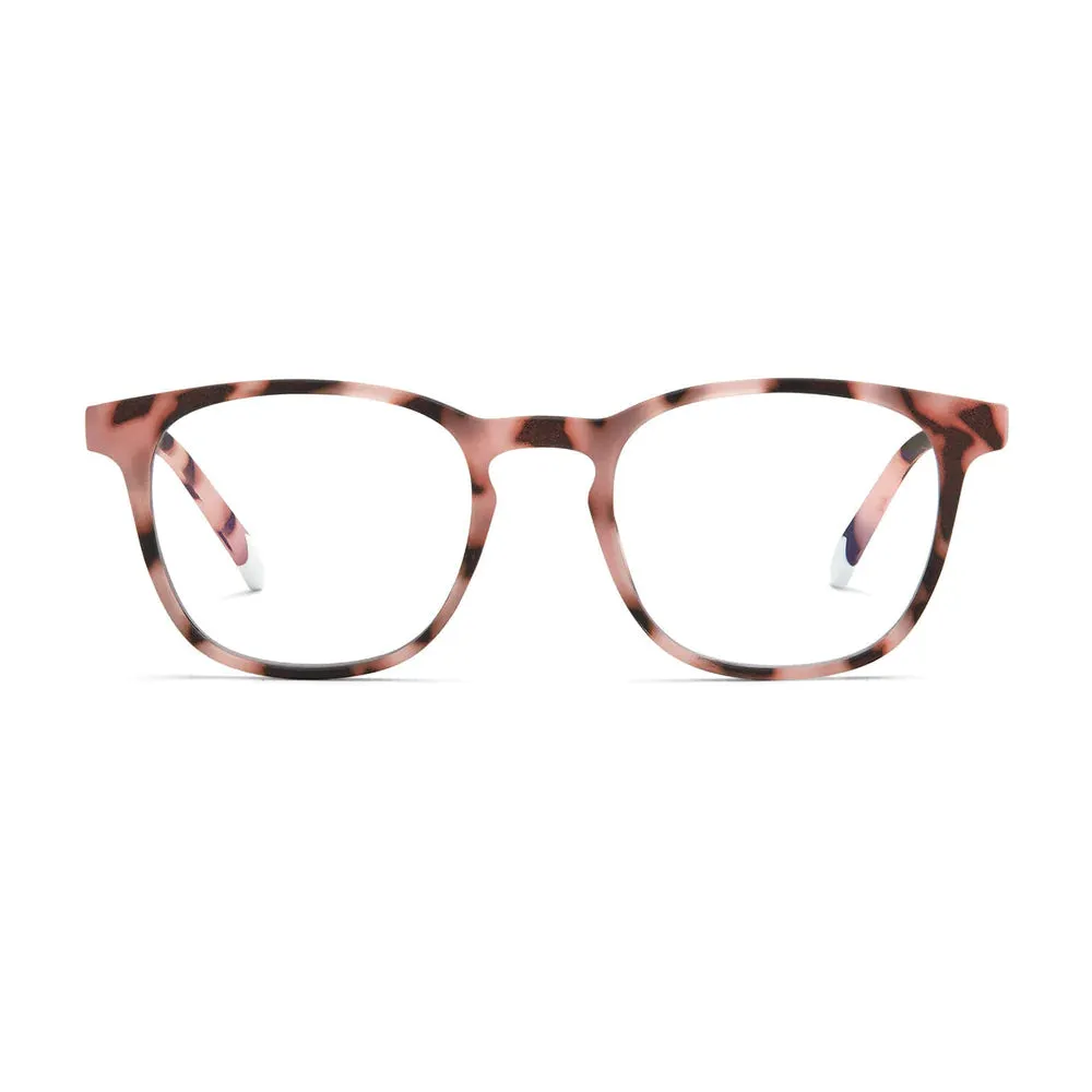 Dalston Blue Light Reading Glasses in Pink Tortoise
