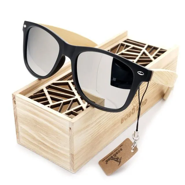 Designer Eco-Friendly Bamboo Square Vintage Sunglasses