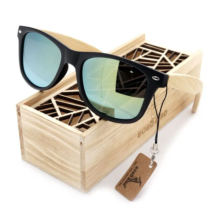 Designer Eco-Friendly Bamboo Square Vintage Sunglasses