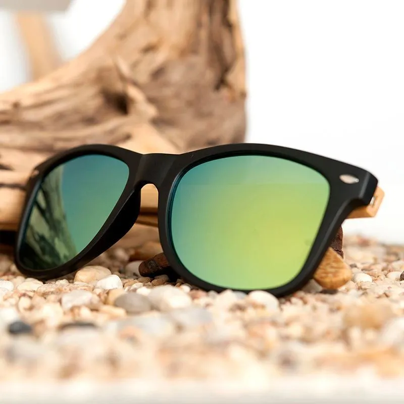 Designer Eco-Friendly Bamboo Square Vintage Sunglasses