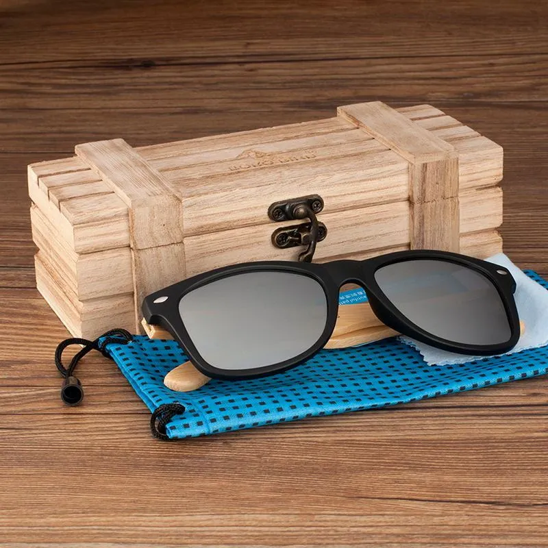 Designer Eco-Friendly Bamboo Square Vintage Sunglasses