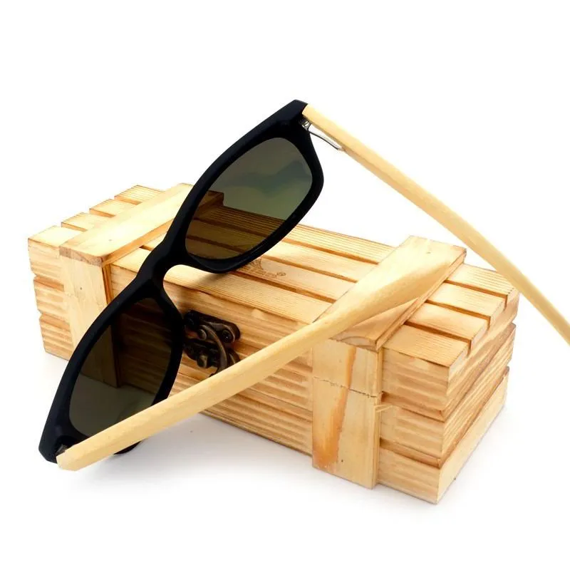 Designer Eco-Friendly Bamboo Square Vintage Sunglasses