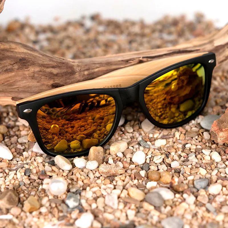 Designer Eco-Friendly Bamboo Square Vintage Sunglasses