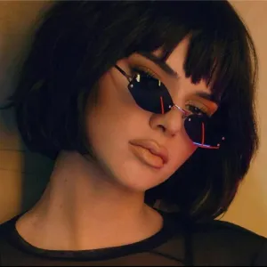 Diamond Shape Rivet Frameless Rimless Retro Sunglasses